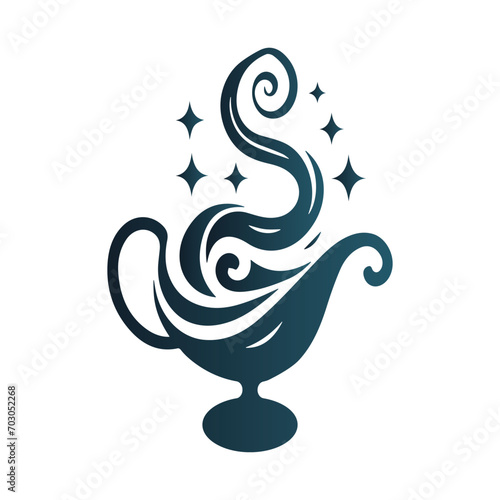 Genie Mug Logo Design Vector Template photo