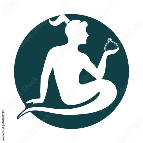 Genie Logo Design Vector Circle Shape Template