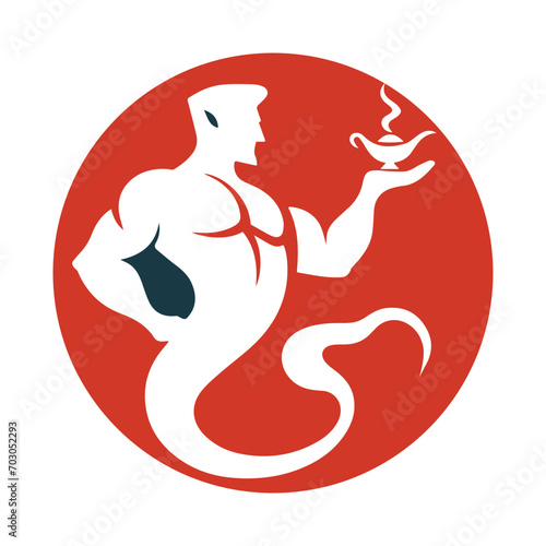 Genie Logo Design Vector Inside a Circle Template