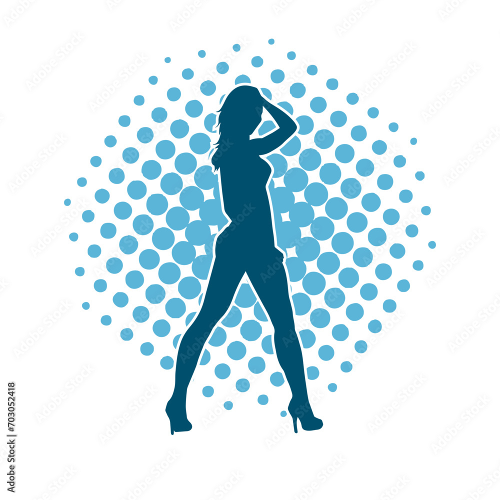 Silhouette of a young slim female model in tight outfit. Silhouette of a slim woman in feminine pose. Silhouette of a young slim female model in tight outfit. Silhouette of a slim woman in feminine pose.