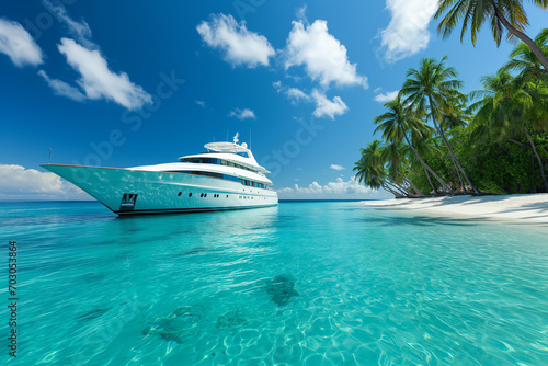 opulent transportation with a private yacht sailing through pristine turquoise waters © Sebastian