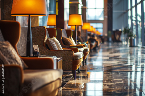 Luxurious airport lounge furniture exudes sophistication photo