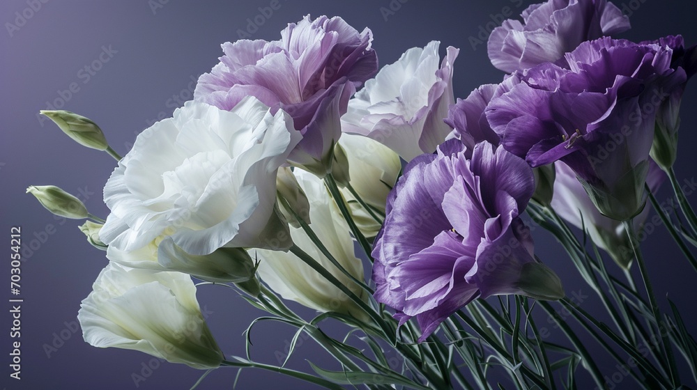 Spring lisianthus against a gradient from violet to white, detailed as a high-definition image Spring lisianthus against a gradient from violet to white, detailed as a high-definition image