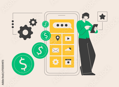 App monetization abstract concept vector illustration.