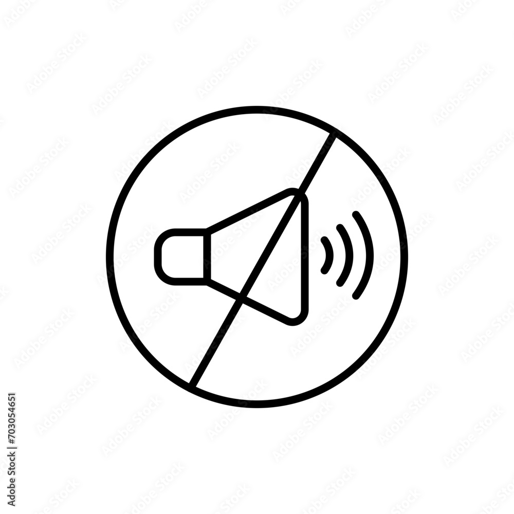 No sound outline icons, minimalist vector illustration ,simple transparent graphic element .Isolated on white background