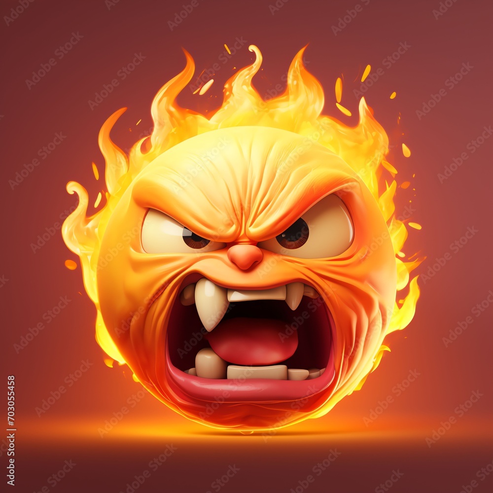 Obraz premium Angry fire emoji