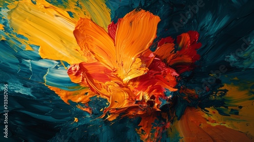 A vibrant oil painting depicts a flower, suitable as a phone wallpaper due to its rich colors. © Duka Mer
