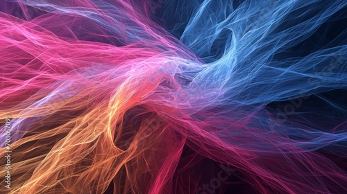A colorful abstract background features a fractal flame and swirling flows of energy, creating a psychedelic smoke scene.