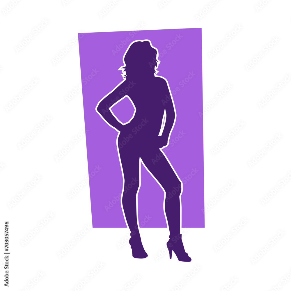Silhouette of a young slim female model in tight outfit. Silhouette of a slim woman in feminine pose.
Silhouette of a young slim female model in tight outfit. Silhouette of a slim woman in feminine pose.
