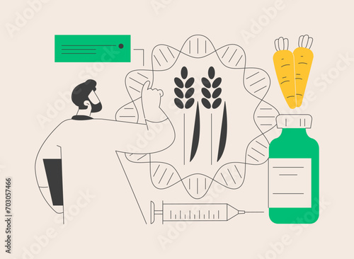 Genetically modified foods abstract concept vector illustration.