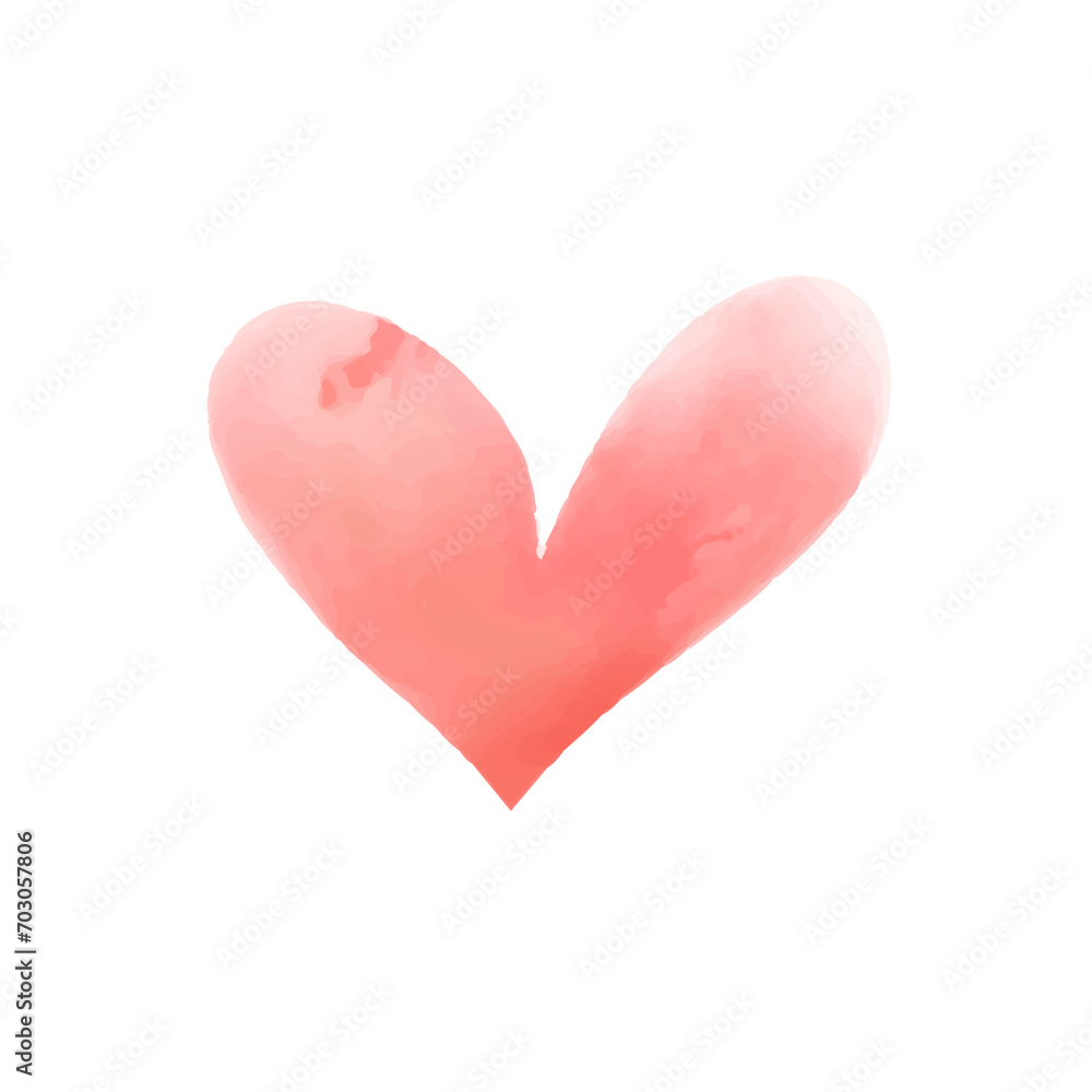Vector hand drawn watercolor hearts isolated on white