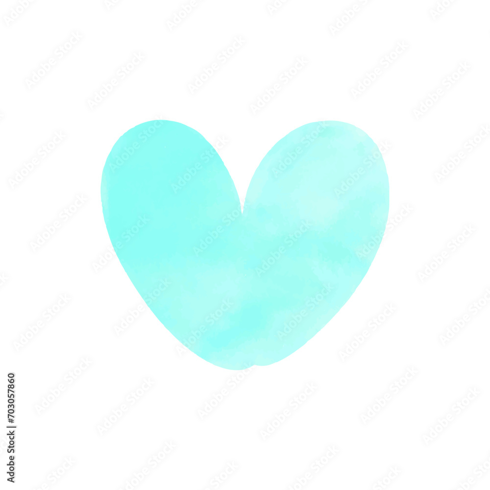 Vector blue watercolor heart icon vector valentine's day edition