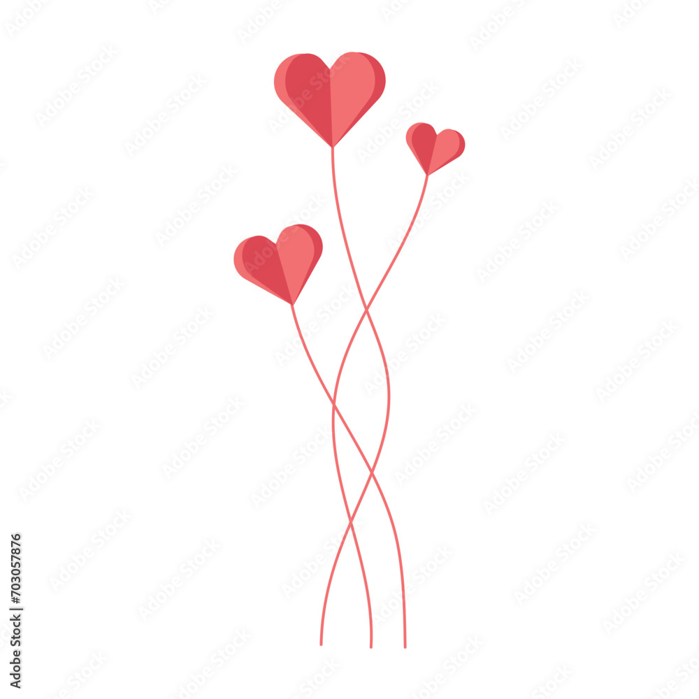 Heart corner decoration. Valentine and love decoration for corner in greeting card, invitation, and design.