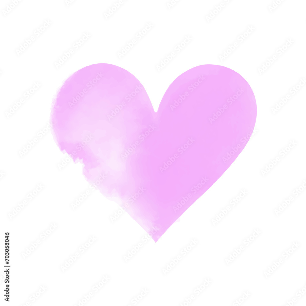 Vector watercolor purple heart shape art hand-painted isolated