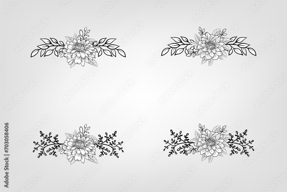 Obraz premium Set botanic blossom floral elements Decorative for Invitation