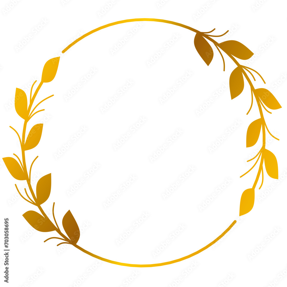 Gold leaves circle frame Gold leaves circle frame