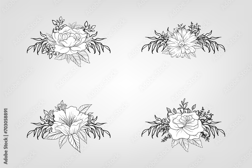 Set botanic blossom floral elements Decorative for Invitation Set botanic blossom floral elements Decorative for Invitation