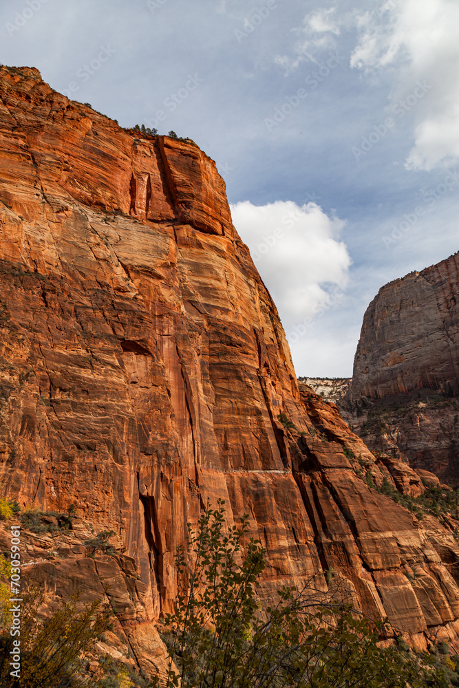 Eroded Ancient Sandstone Mountains at Zion National Park