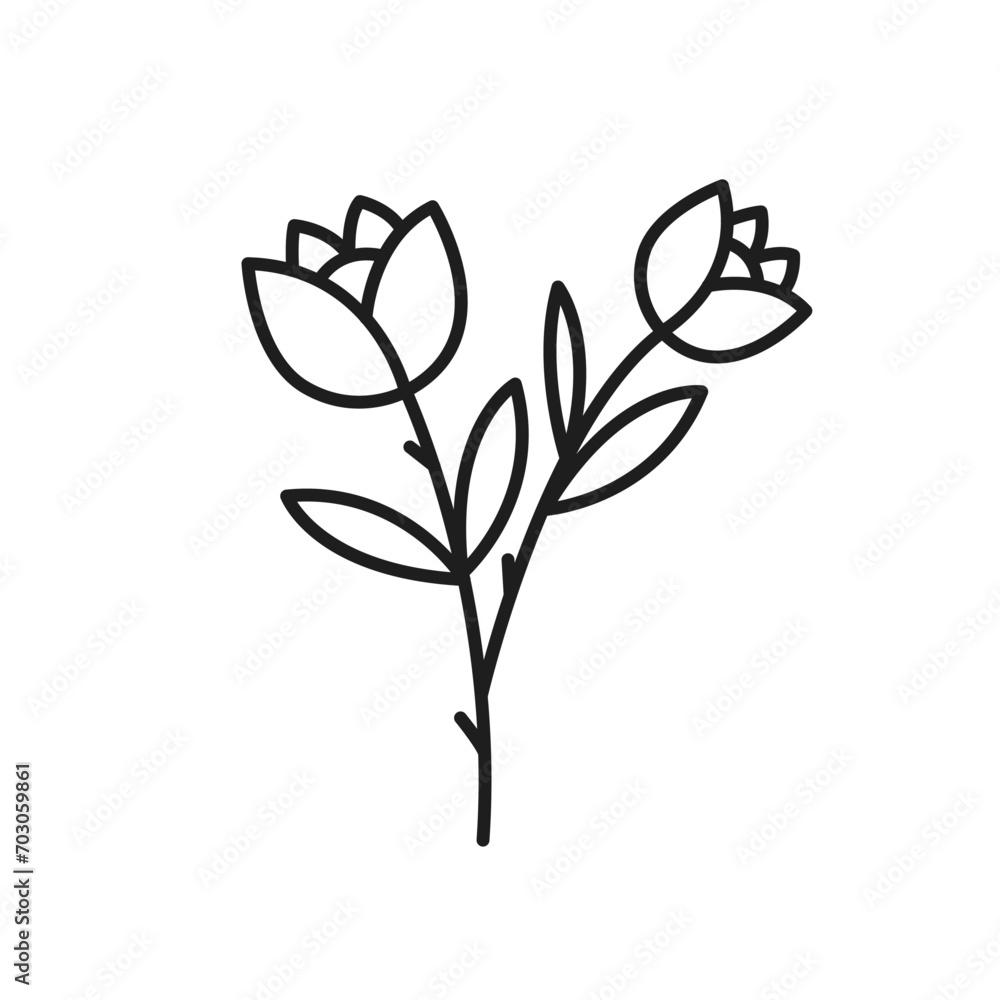 Vector botanical leaf doodle wildflower line art Vector botanical leaf doodle wildflower line art