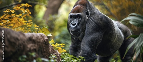 Silverback gorilla in perplexing stance photo