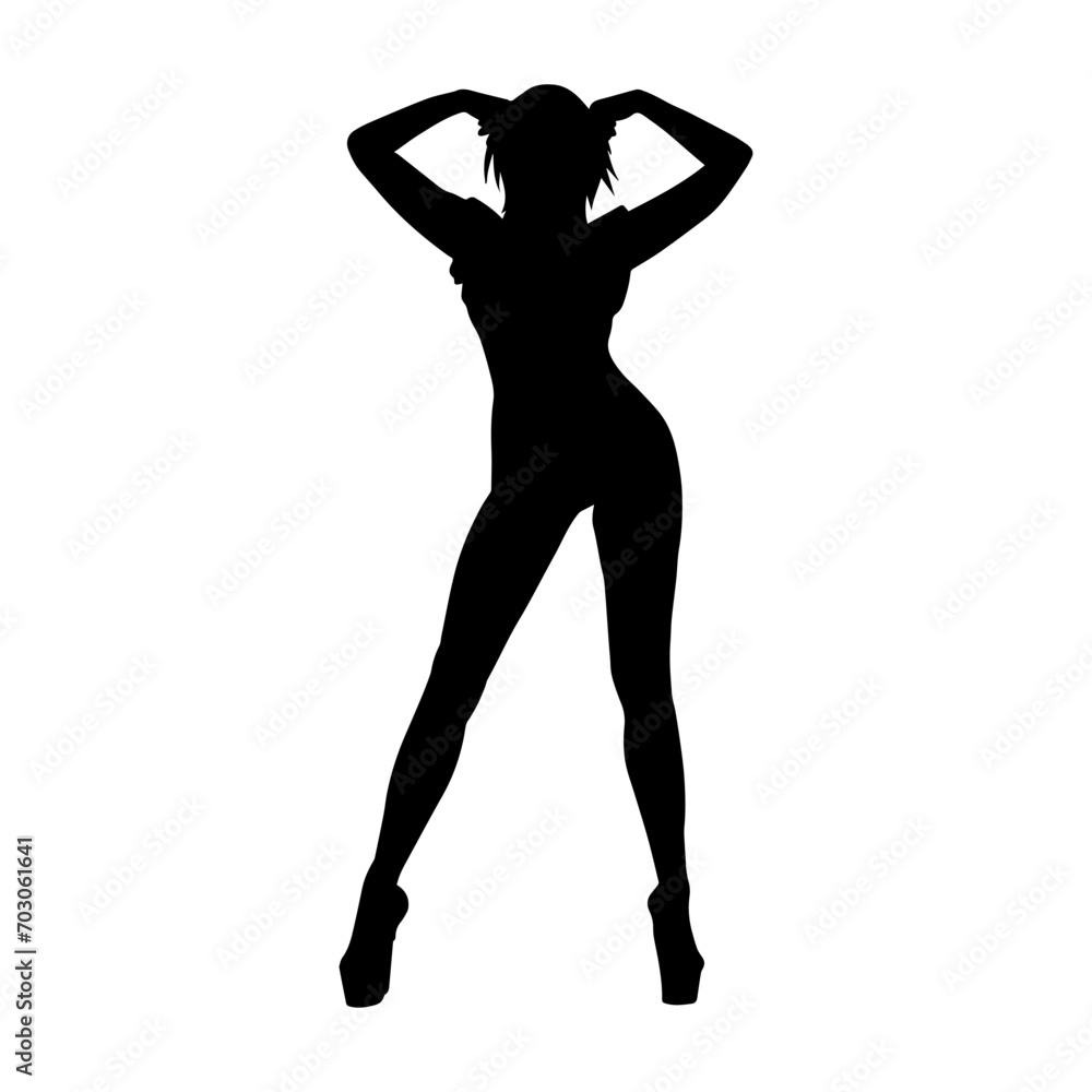 Silhouette of a young slim female model in tight outfit. Silhouette of a slim woman in feminine pose.
Silhouette of a young slim female model in tight outfit. Silhouette of a slim woman in feminine pose.