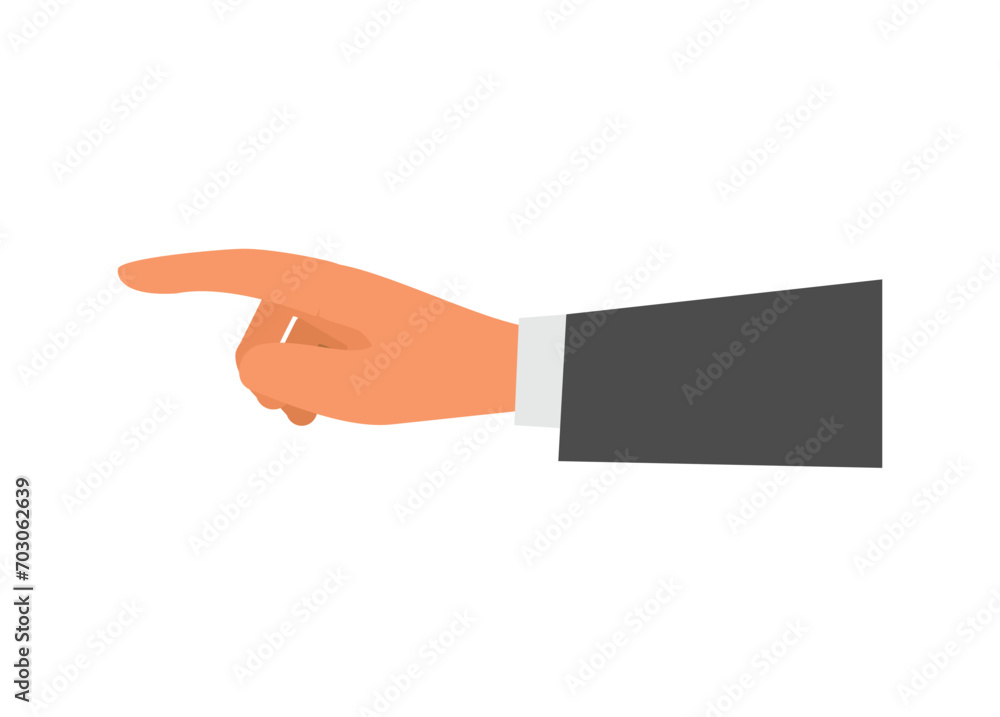 Businessman hand pointing finger. Simple flat illustration. Businessman hand pointing finger. Simple flat illustration.