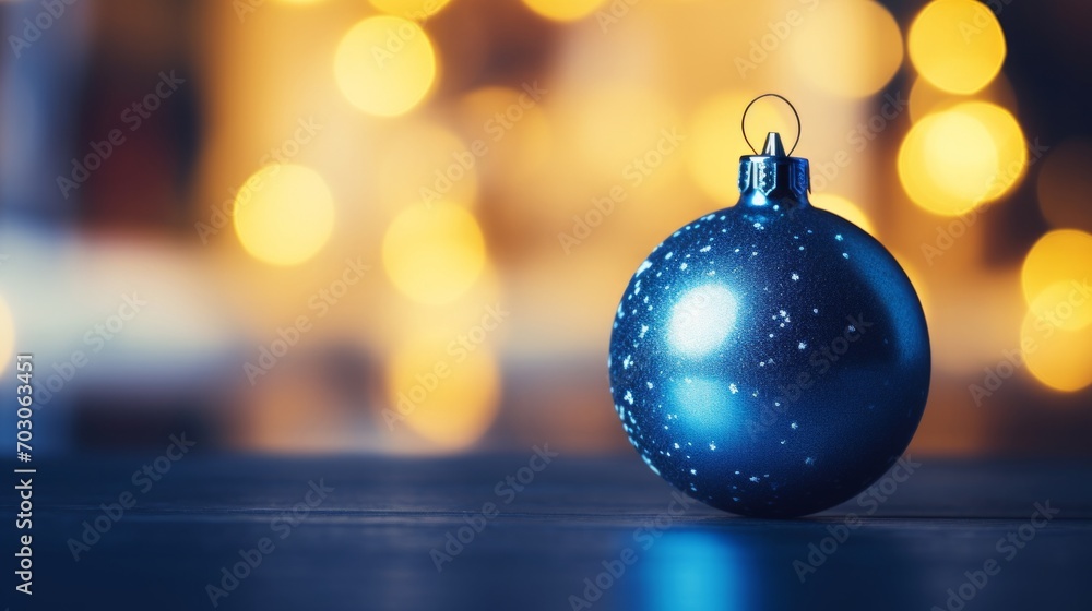 Fototapeta premium Blue Christmas Ornament on Table