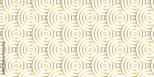 Abstract Pattern with wave gold line spiral white scripts background. seamless scripts geomatics overlapping create retro line backdrop pattern background. Overlapping Pattern with Transform Effect.