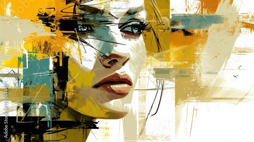 Panel kuchenny z motywem abstract mirrored portrait of a woman