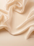 Close up detalle de tela de Seda o satin color crema. Fondo minimalista en tonos claros con luz natural.

 