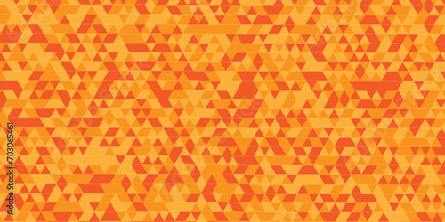 Abstract orange and yellow square triangle tiles pattern mosaic background. Modern seamless geometric colorfull pattern low polygon and lines Geometric print composed of triangles.