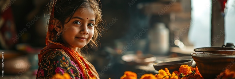 Little Girl Making Indian Flag Using, Background Image, Background For Banner, HD