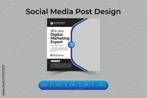 Social media post design and square banner with creative, professional, eye catching and modern layout vector