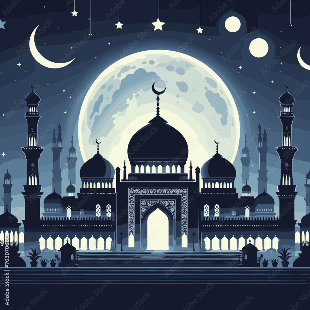 Vector mosque silhouette vector illustration design template