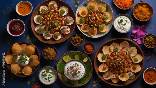 Arrange a visually appealing platter with a generous serving of papri chaat