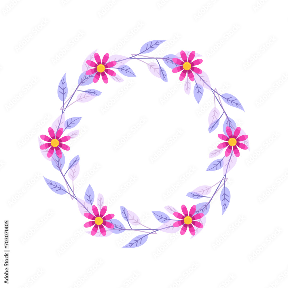 Vector hand drawn floral wreath on white background