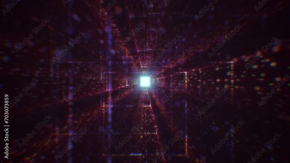 Abstract digital tunnel into virtual space consisting of a bright stream of particles
Abstract digital tunnel into virtual space consisting of a bright stream of particles