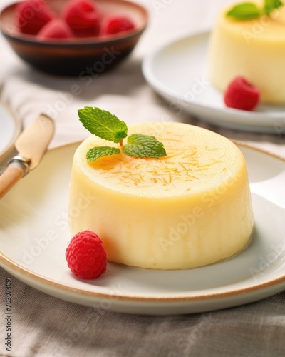 The Japanese cheesecakes delicate appearance masks its incredible lightness. With each forkful, the cake unveils its whispersoft crumb, enveloping the taste buds in a delightful embrace photo