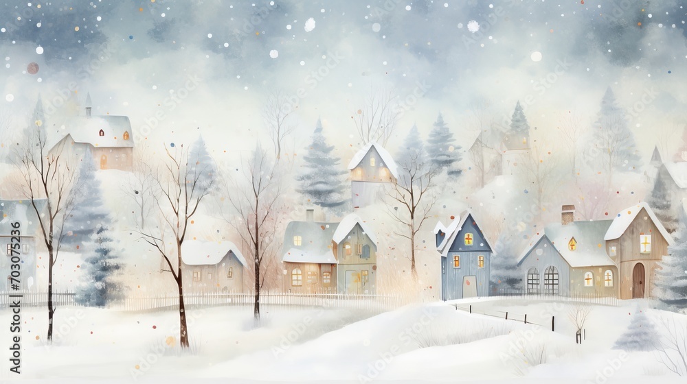 A Serene Winter Village