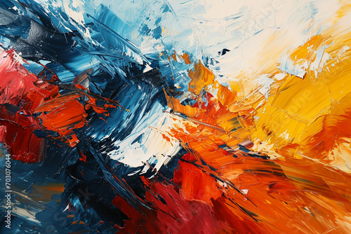 A symphony of bold and expressive paint strokes converging at the center of the canvas, creating an abstract masterpiece that evokes emotion and curiosity.