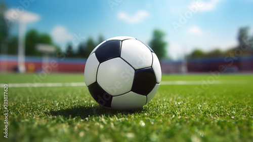 A soccer ball on a soccer field © Anna