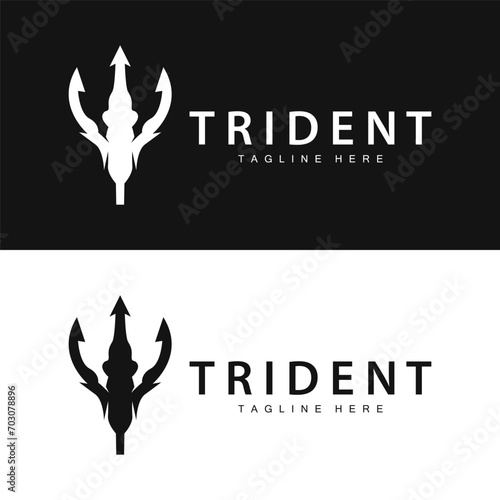Trident logo design spear weapon vector sea king poseidon neptune symbol template