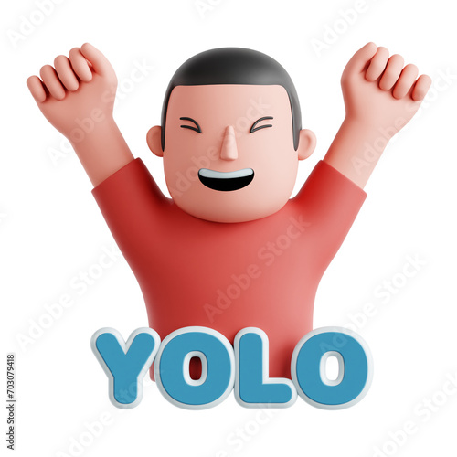3D Illustration of YOLO Positive Vibe Sticker photo