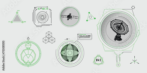 Design elements for infographic of data communication.