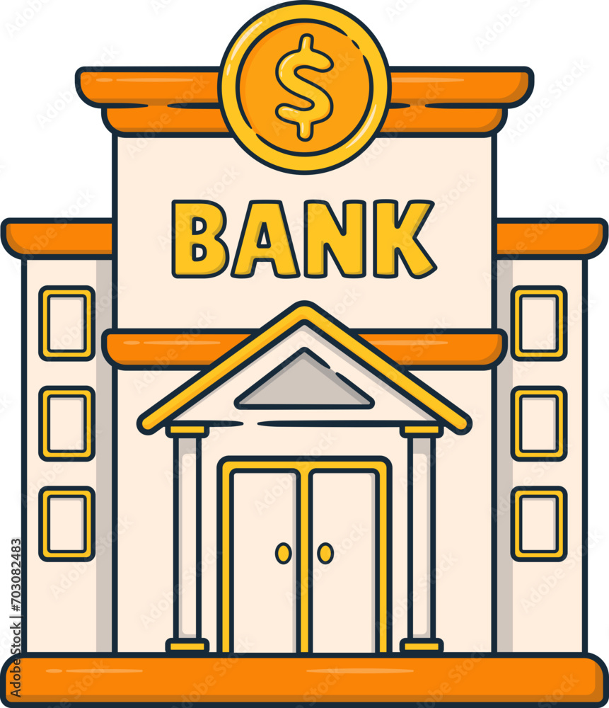 Financial Tech Institution Building Orange, Finance Banking Money Symbol Financial Tech Institution Building Orange, Finance Banking Money Symbol