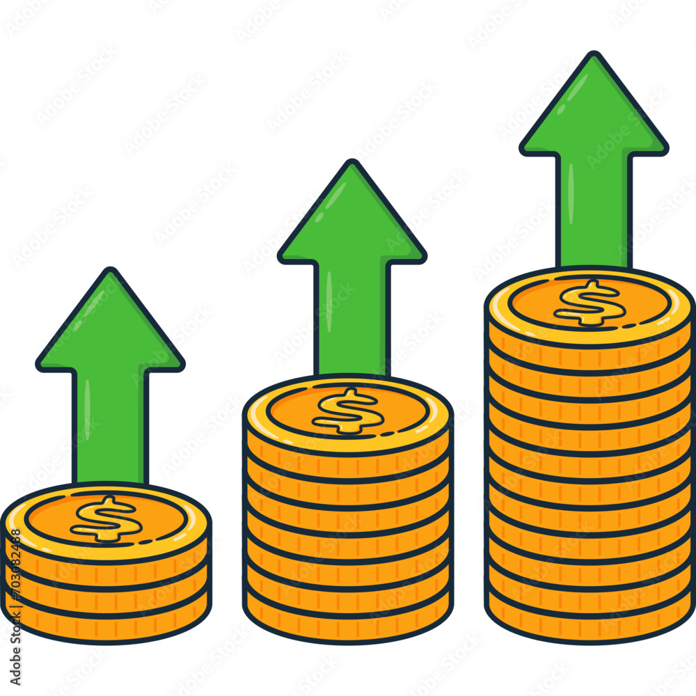 Finance Stack Coins Money Funds Object with Statistic Profit Growth Graph Chart Analysis Finance Stack Coins Money Funds Object with Statistic Profit Growth Graph Chart Analysis