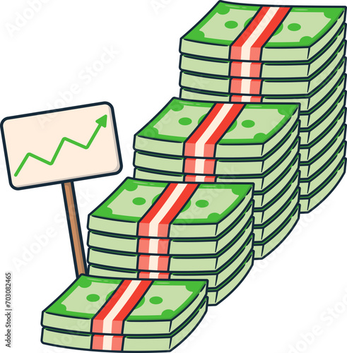 Finance Stack Paper Money Funds Object with Statistic Graph Chart Analysis photo