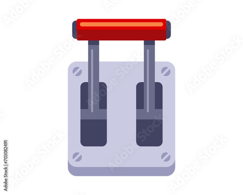 switch with red handle. turn off and on. flat vector illustration.