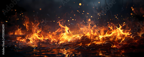 Flame burning on a black background