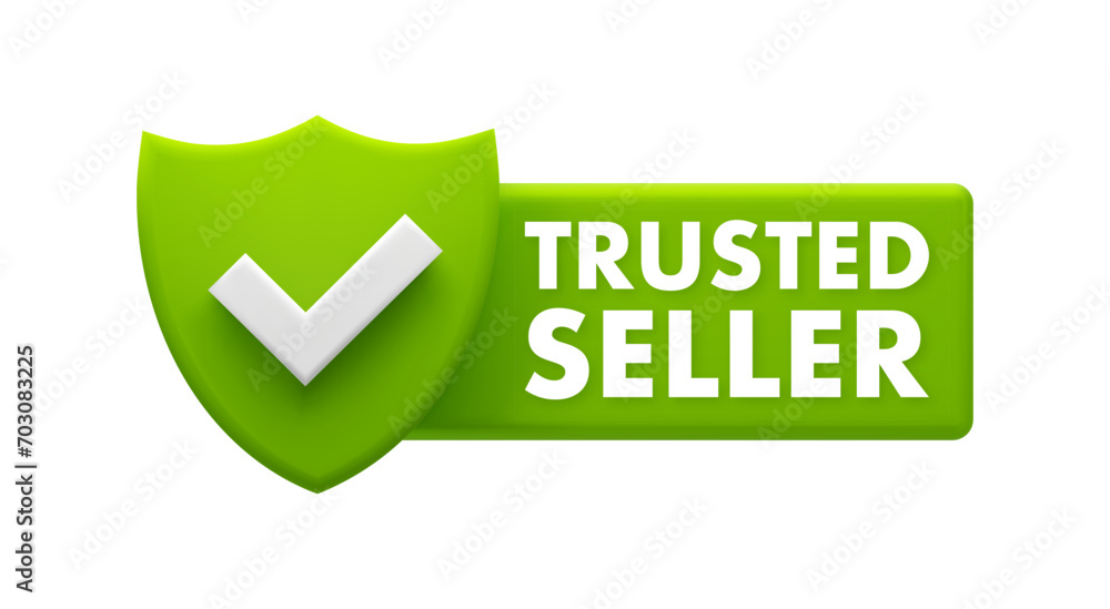 Trusted Seller Badge - Green Checkmark for Verified and Reliable Vendors Icon Trusted Seller Badge - Green Checkmark for Verified and Reliable Vendors Icon